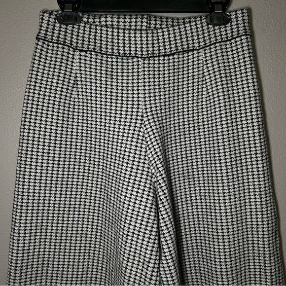 Zara black & white houndstooth knit wide leg cropped pants women’s size large - Picture 3 of 10